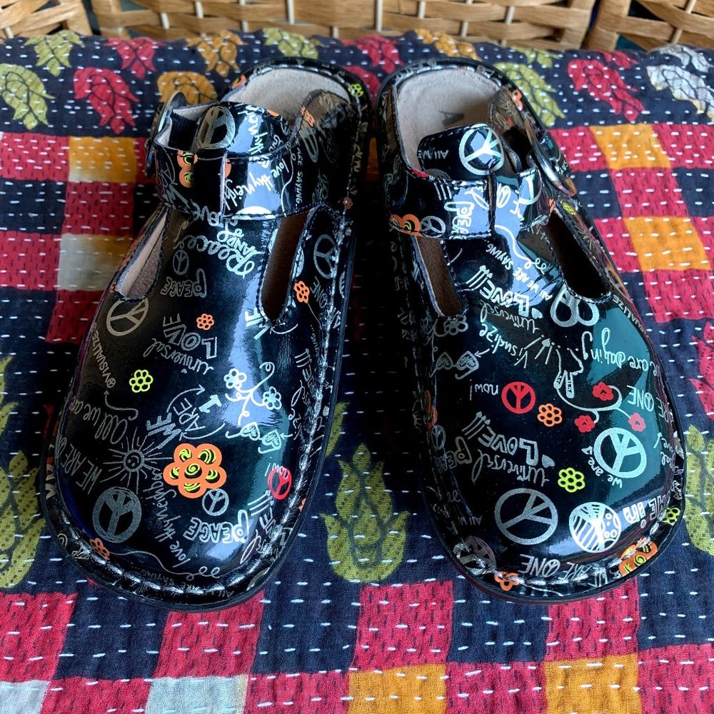Alegria Paloma Mary Jane Peace and Love Clog Mules